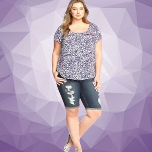 TORRID Plus Size Animal Print Cutout Back Short Sleeve  Top 3X